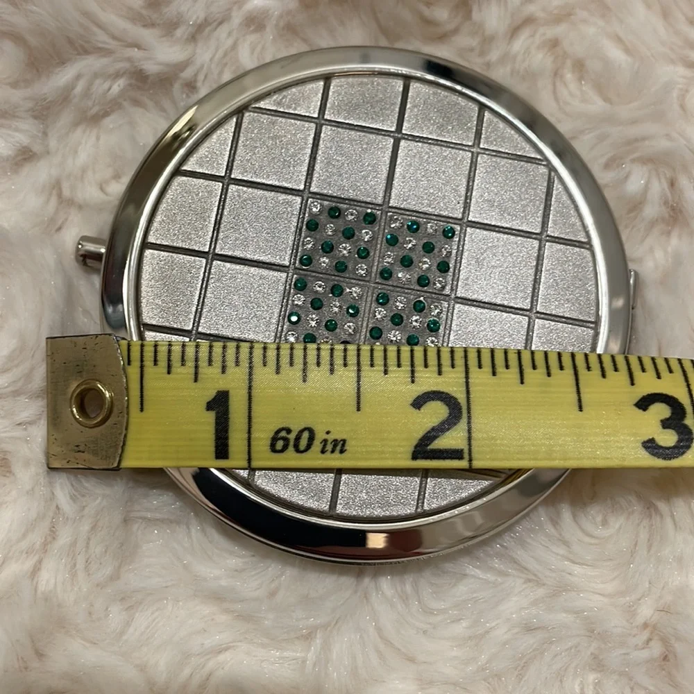 Silver and Swarovski Crystal Mirror Round Compact